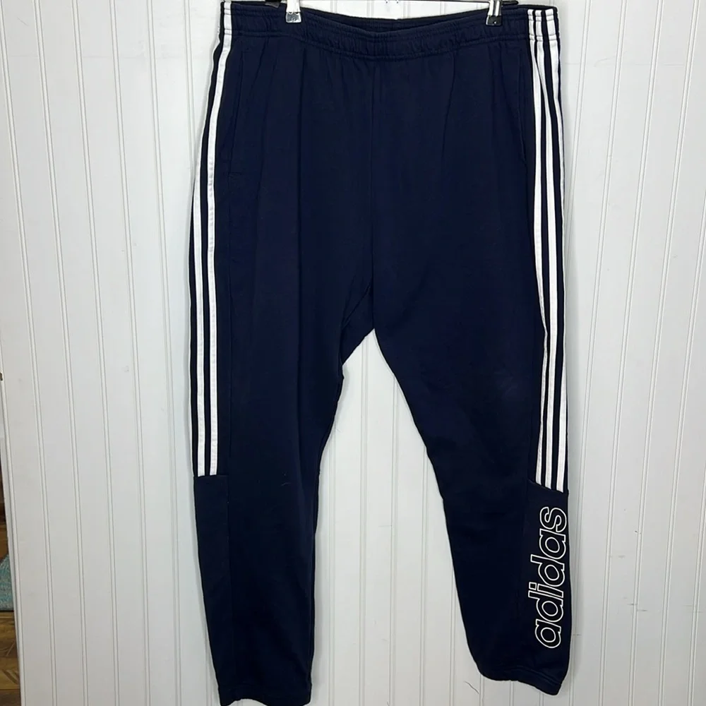 Adidas Navy and White 2XL Joggers